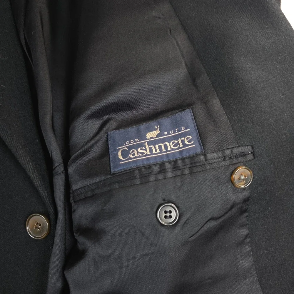 Bill Blass Black Label Blazer Jacket Mens 46R Black Cashmere Notch Lapel Vintage